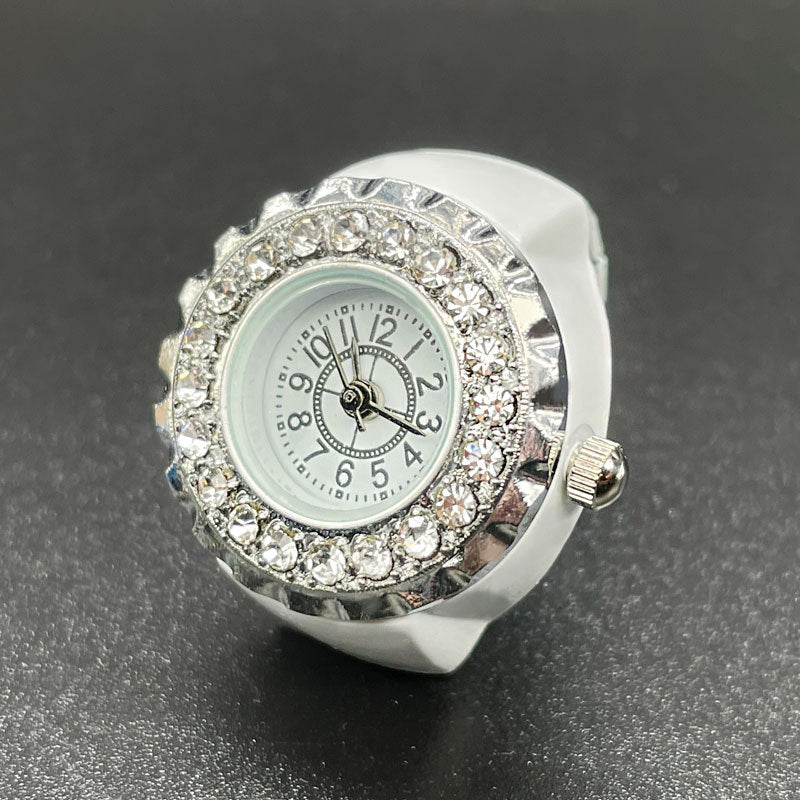 Reloj de anillo de diamantes de acero inoxidable al por mayor